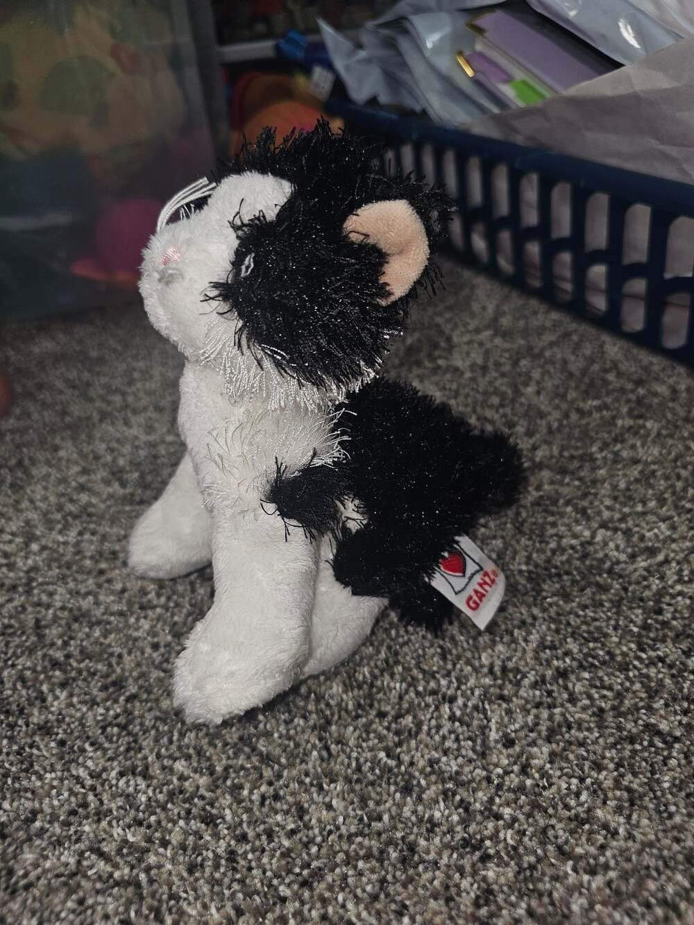 Ganz Webkinz Black and White Cat Plush Stuffed Animal HM016